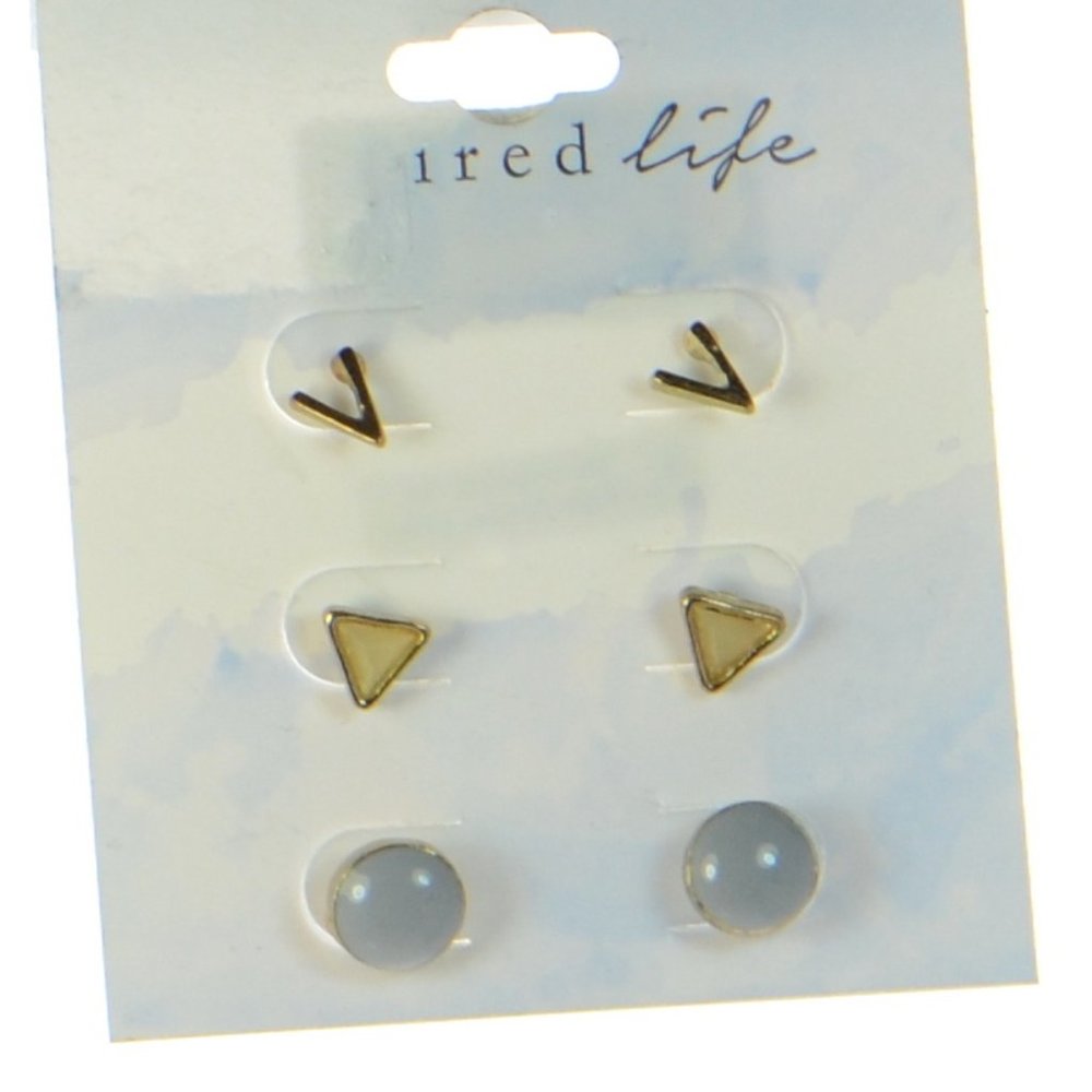 Inspired Life Gold-Tone 3-Pc. Set Geometric Stud Earrings
